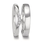 obrączka partnerska złoto białe 750/18 K Diament 0.045 ct, 5 kamienie, tw-vsi