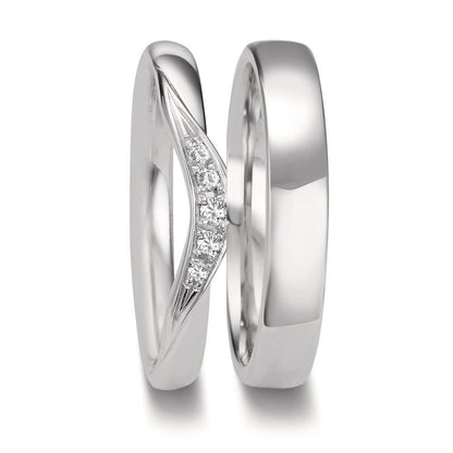 obrączka partnerska złoto białe 750/18 K Diament 0.045 ct, 5 kamienie, tw-vsi