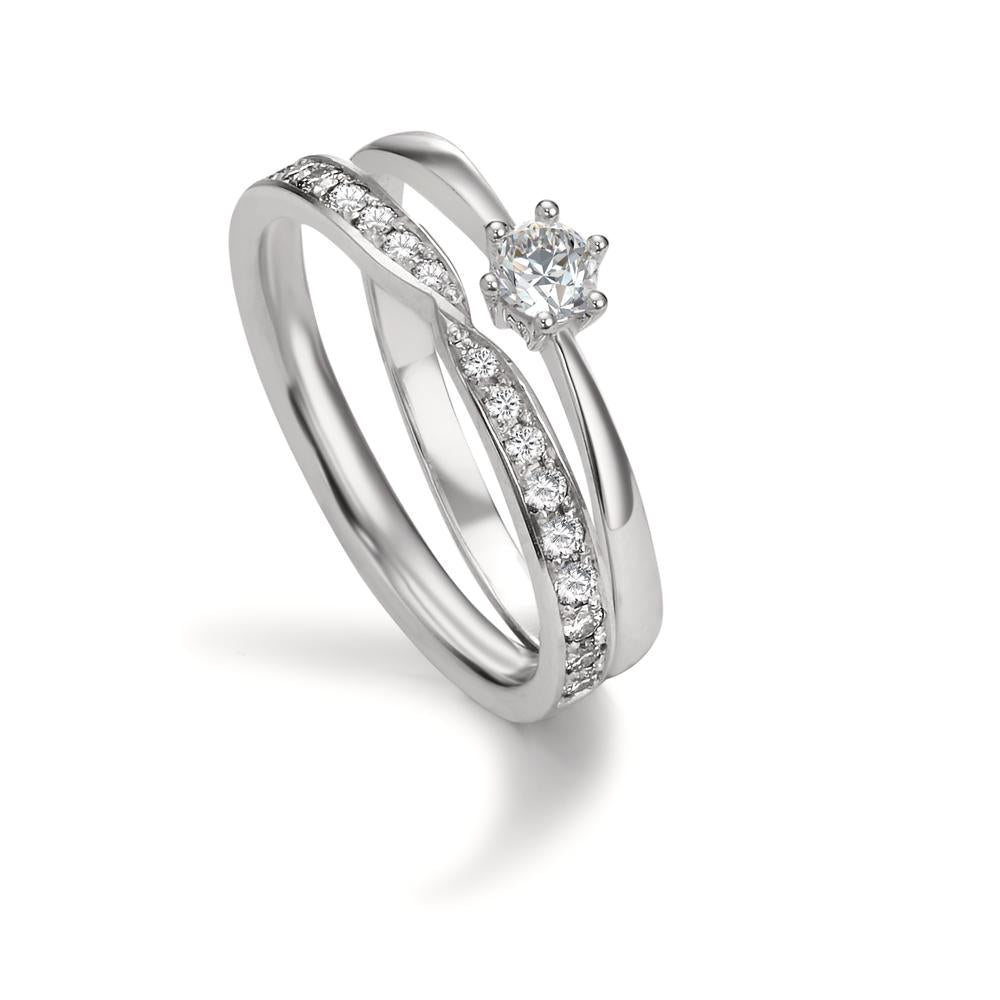 pierścionek zaręczynowy złoto białe 750/18 K Diament biały, 0.15 ct, si