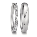 obrączka partnerska złoto białe 750/18 K Diament 0.226 ct, 18 kamienie, tw-vsi