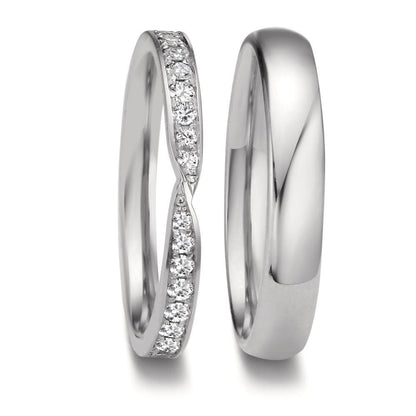 obrączka partnerska złoto białe 750/18 K Diament 0.226 ct, 18 kamienie, tw-vsi