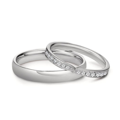 obrączka partnerska złoto białe 750/18 K Diament 0.226 ct, 18 kamienie, tw-vsi