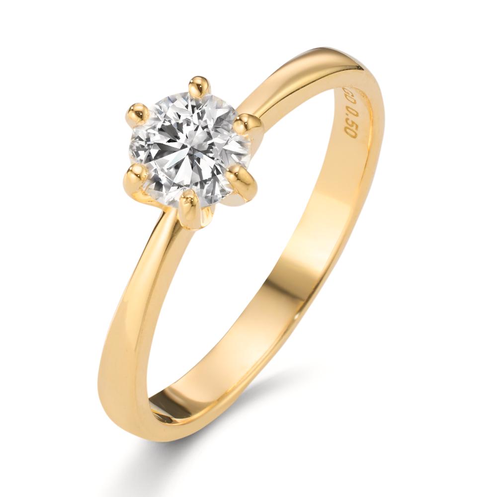 pierścionek zaręczynowy złoto żółte 750/18 K Diament laboratoryjny 0.50 ct, w-si