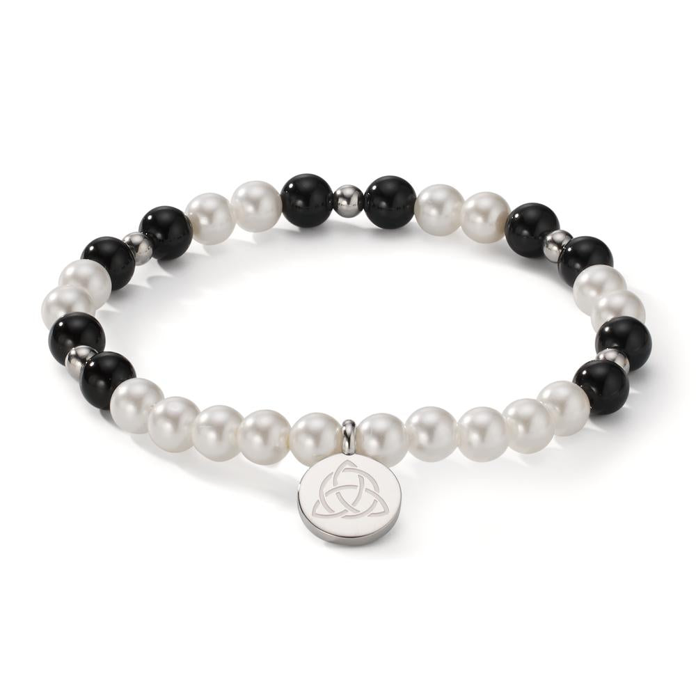 bransoletka stal nierdzewna Agat czarny błyszczące perły, 6 mm celtycki 18 cm Ø6 mm