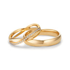 obrączka partnerska złoto żółte 750/18 K Diament 0.095 ct, 19 kamienie, w-vsi