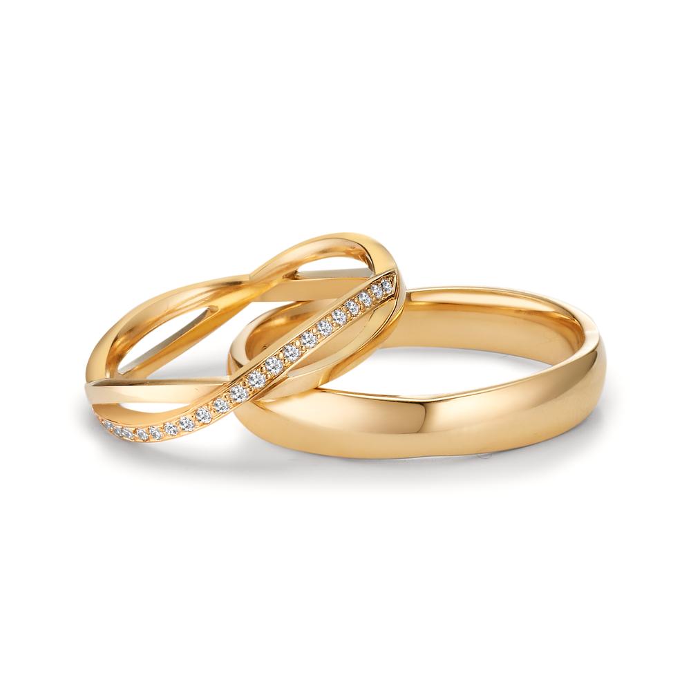 obrączka partnerska złoto żółte 750/18 K Diament 0.095 ct, 19 kamienie, w-vsi