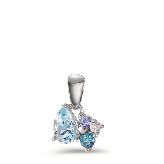 srebro Cyrkonia, Iolit, Topaz London Blue, Topaz niebieski rodowany Ø7 mm