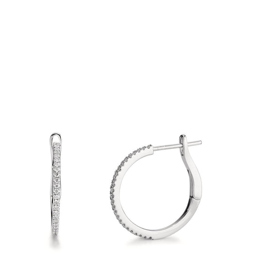 kolczyki koła zatrzaskowe złoto białe 750/18 K Diament 0.185 ct, 50 kamienie, w-si