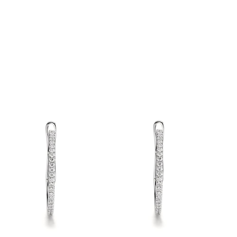 kolczyki koła zatrzaskowe złoto białe 750/18 K Diament 0.185 ct, 50 kamienie, w-si