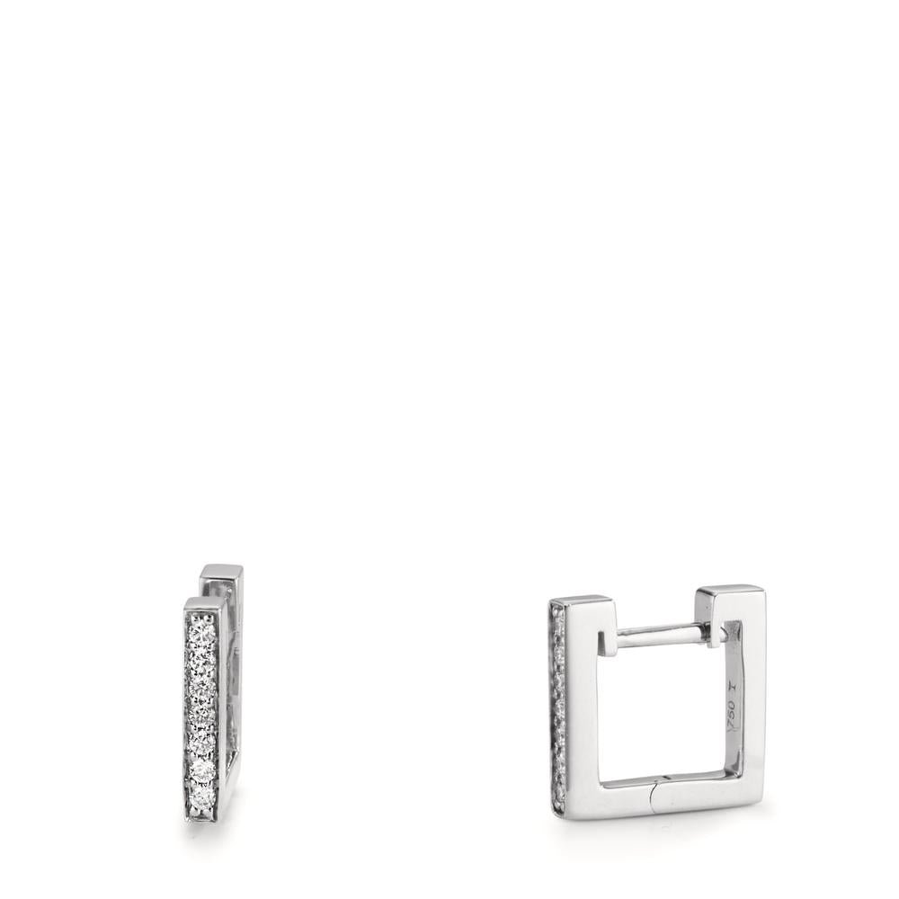 kolczyki koła zatrzaskowe złoto białe 750/18 K Diament 0.13 ct, w-si