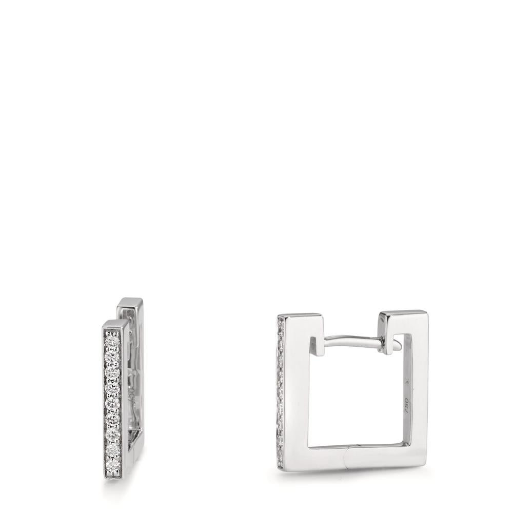 kolczyki koła zatrzaskowe złoto białe 750/18 K Diament 0.16 ct, w-si