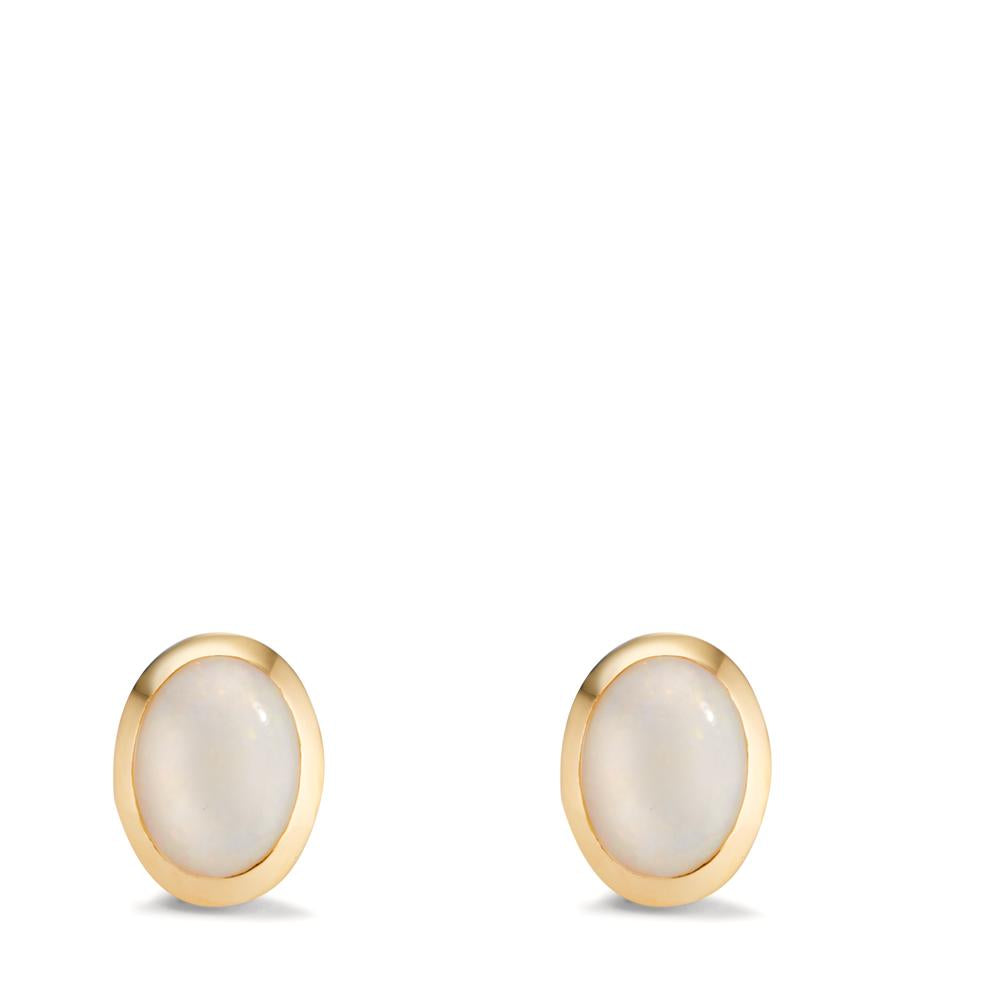 kolczyki wkrętki złoto żółte 750/18 K Opal 2 kamienie