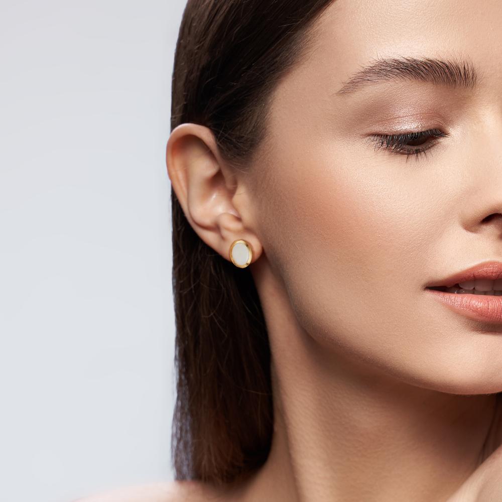 kolczyki wkrętki złoto żółte 750/18 K Opal 2 kamienie