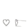 kolczyki wkrętki złoto białe 750/18 K Diament 0.045 ct, 18 kamienie, w-si Serce Ø7 mm