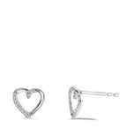 kolczyki wkrętki złoto białe 750/18 K Diament 0.045 ct, 18 kamienie, w-si Serce Ø7 mm