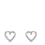kolczyki wkrętki złoto białe 750/18 K Diament 0.045 ct, 18 kamienie, w-si Serce Ø7 mm