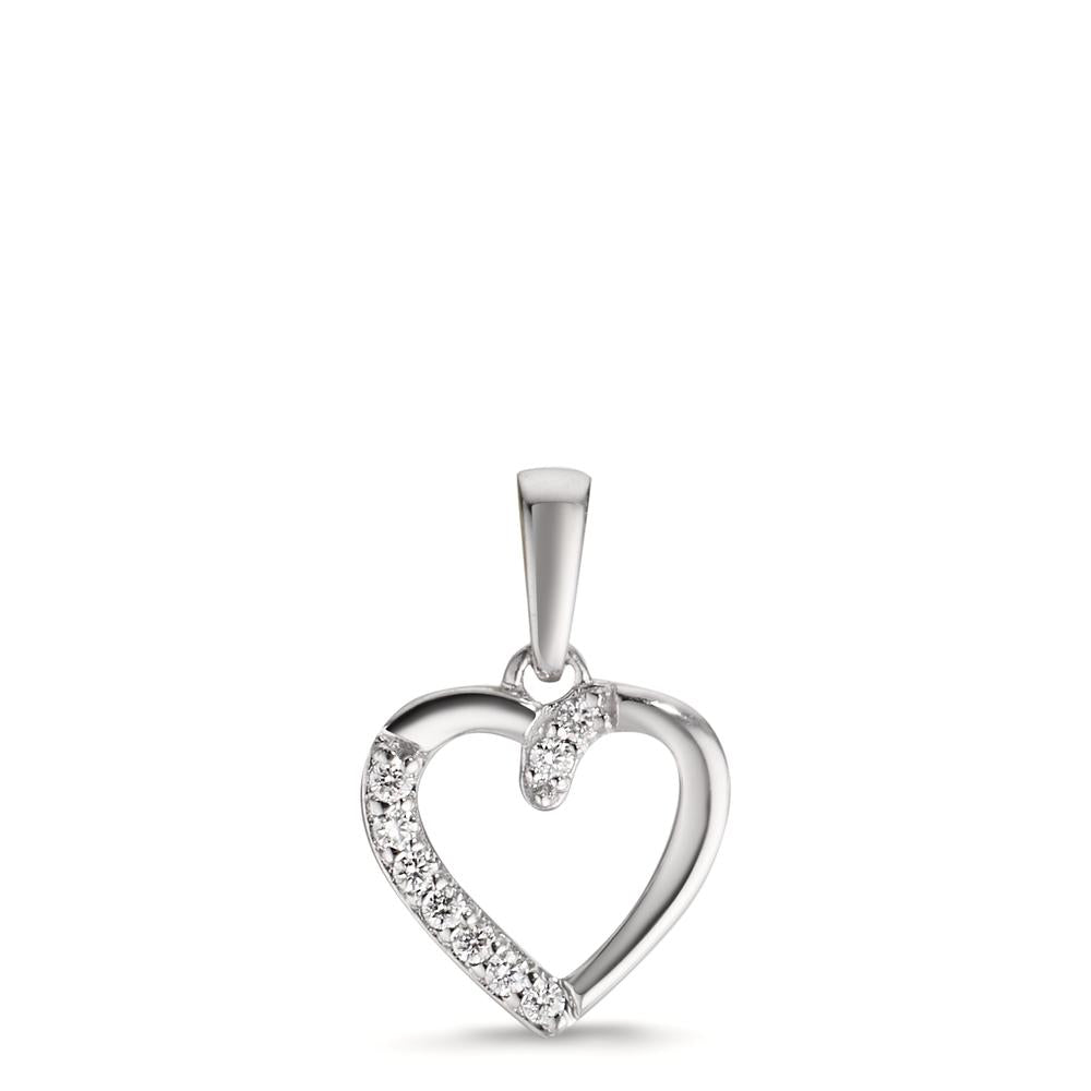 wisiorek złoto białe 750/18 K Diament 0.05 ct, 9 kamienie, w-si Serce Ø9.5 mm