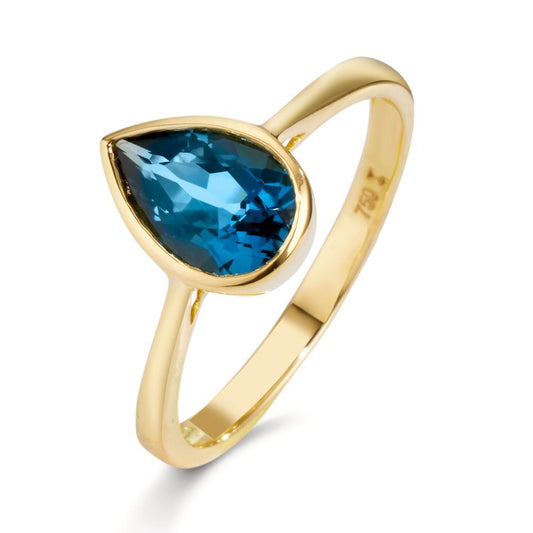 pierścionek złoto żółte 750/18 K Topaz London Blue