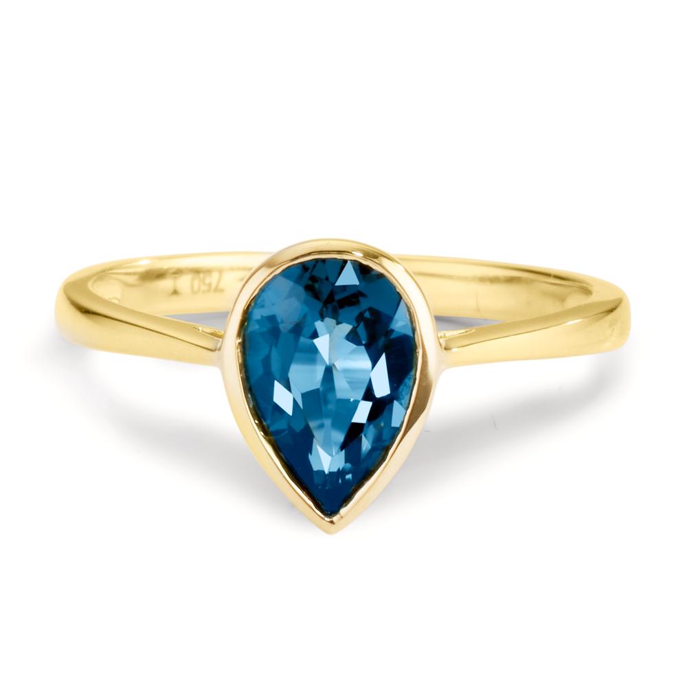 pierścionek złoto żółte 750/18 K Topaz London Blue