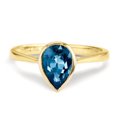 pierścionek złoto żółte 750/18 K Topaz London Blue