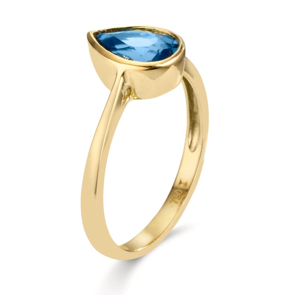 pierścionek złoto żółte 750/18 K Topaz London Blue