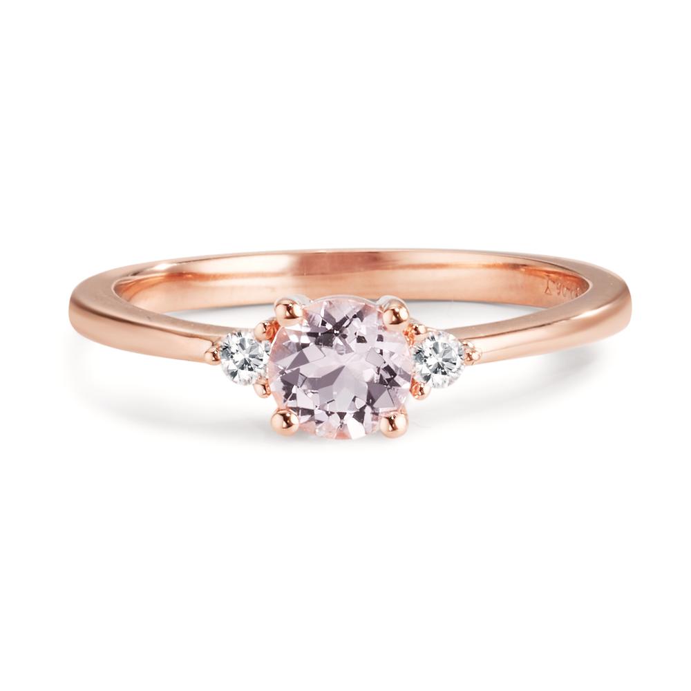 pierścionek złoto czerwone 750/18 K Morganit różowy, Diament 0.065 ct, 2 kamienie, w-si