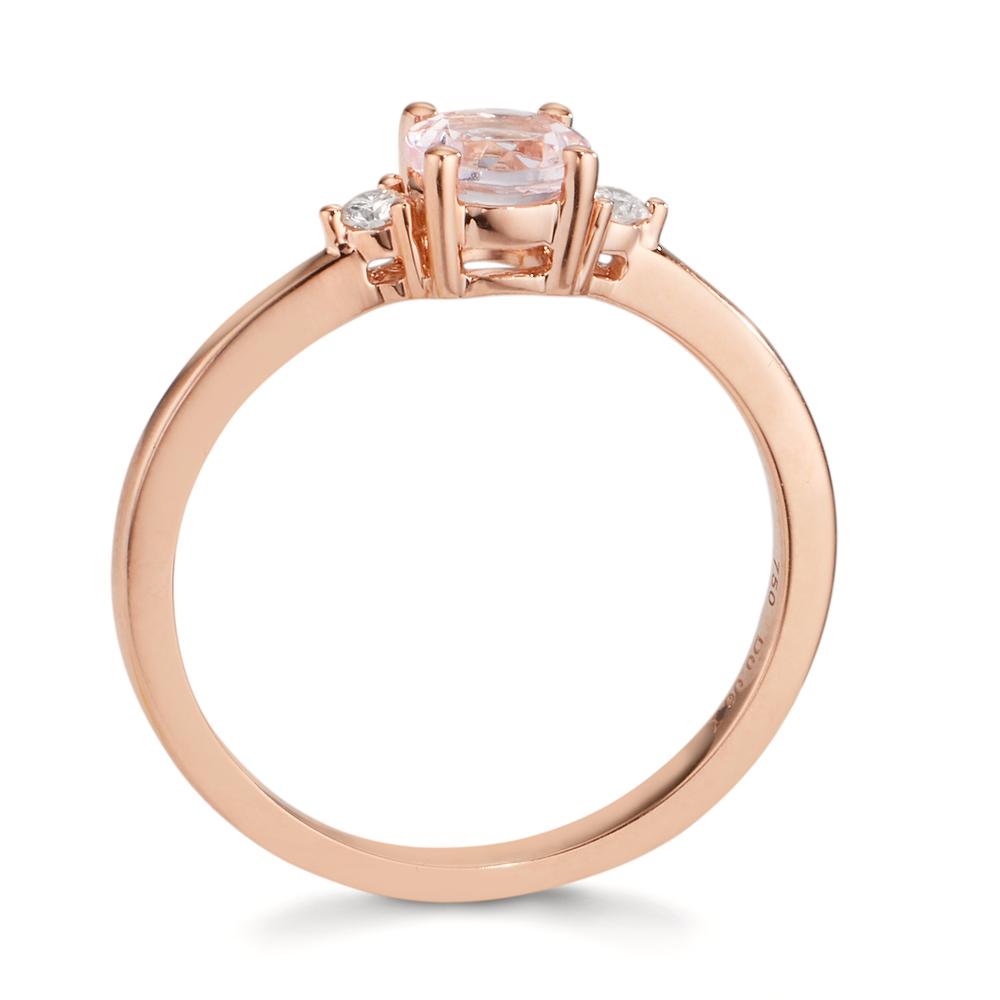pierścionek złoto czerwone 750/18 K Morganit różowy, Diament 0.065 ct, 2 kamienie, w-si