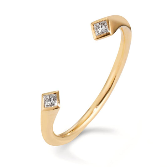 pierścionek złoto żółte 750/18 K Diament 0.07 ct, 2 kamienie, [Carrée], w-si