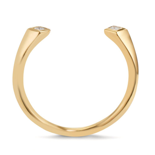 pierścionek złoto żółte 750/18 K Diament 0.07 ct, 2 kamienie, [Carrée], w-si