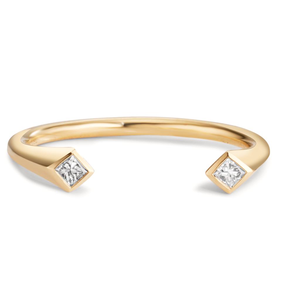 pierścionek złoto żółte 750/18 K Diament 0.07 ct, 2 kamienie, [Carrée], w-si