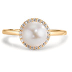 pierścionek złoto żółte 750/18 K Diament 0.125 ct, w-si Perła hodowana w wodzie słodkiej 7-7.5 mm