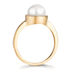 pierścionek złoto żółte 750/18 K Diament 0.125 ct, w-si Perła hodowana w wodzie słodkiej 7-7.5 mm