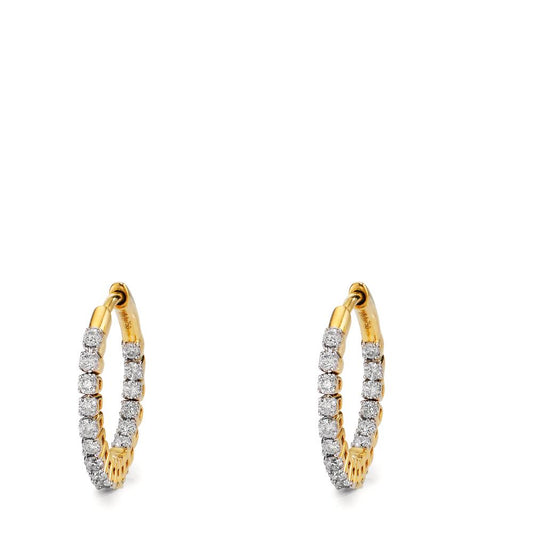 kolczyki koła zatrzaskowe złoto żółte 750/18 K Diament 0.50 ct, 36 kamienie, w-si