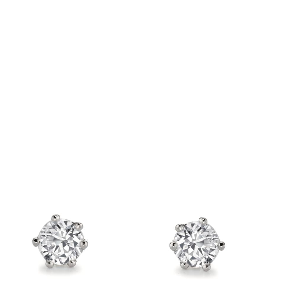 kolczyki wkrętki złoto białe 750/18 K Diament laboratoryjny 1 ct, 2 kamienie, w-si Ø5.5 mm
