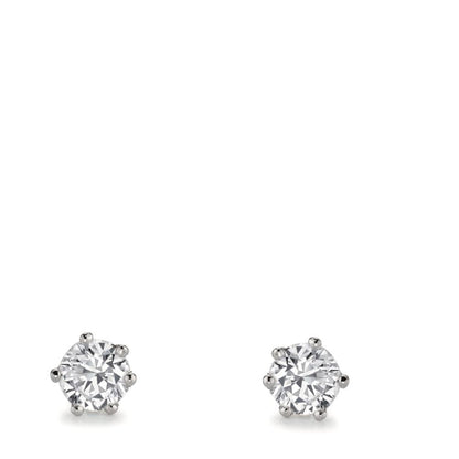 kolczyki wkrętki złoto białe 750/18 K Diament laboratoryjny 1 ct, 2 kamienie, w-si Ø5.5 mm