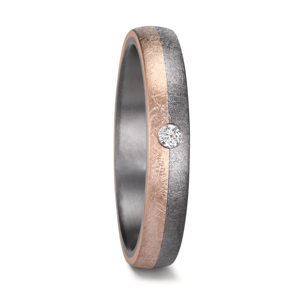 obrączka partnerska tantal 999, złoto różowe 585/14 K Diament 0.04 ct, w-si