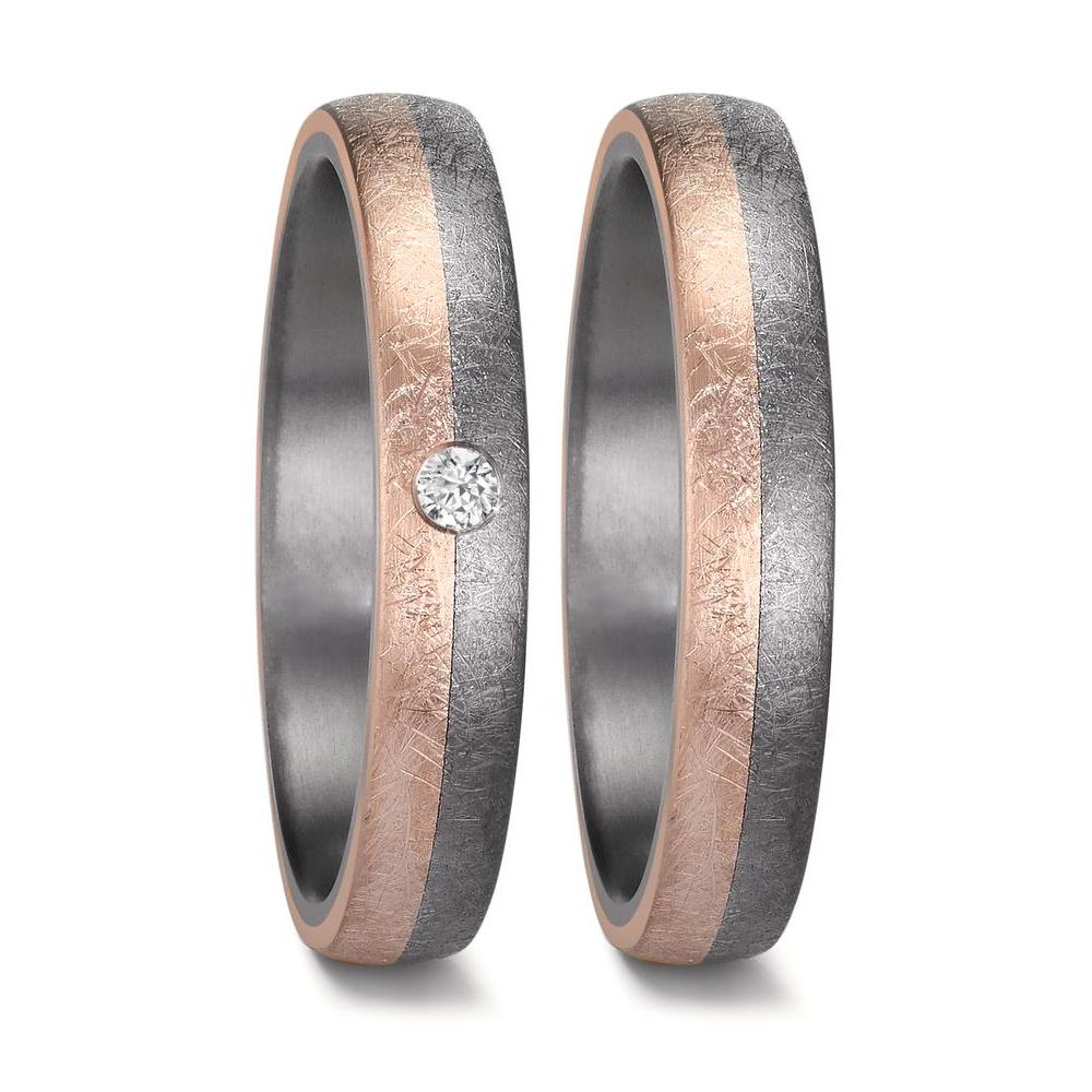 obrączka partnerska tantal 999, złoto różowe 585/14 K Diament 0.04 ct, w-si