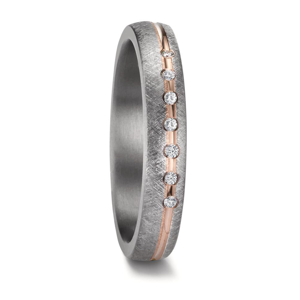obrączka partnerska tantal 999, złoto różowe 585/14 K Diament 0.07 ct, 7 kamienie, w-si