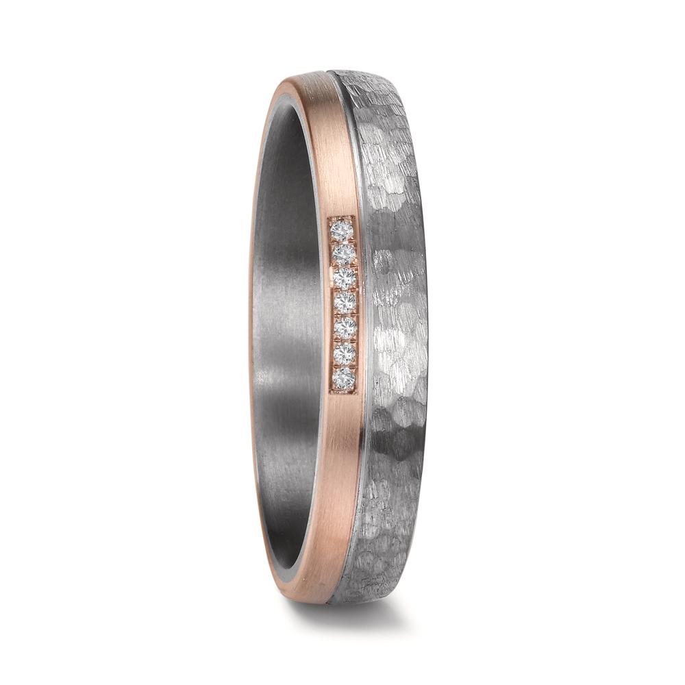 obrączka partnerska tantal 999, złoto różowe 585/14 K Diament 0.025 ct, 7 kamienie, w-si