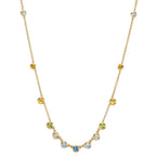 Naszyjnik złoto żółte 750/18 K Cytryn 0.20 ct, 2 kamienie, Ametyst zielony, 0.30 ct, 4 kamienie, Perydot 0.13 ct, 2 kamienie, Topaz 0.43 ct, 3 kamienie, Kwarc 0.12 ct, 2 kamienie 40-45 cm