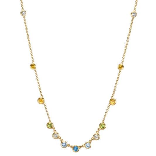 Naszyjnik złoto żółte 750/18 K Cytryn 0.20 ct, 2 kamienie, Ametyst zielony, 0.30 ct, 4 kamienie, Perydot 0.13 ct, 2 kamienie, Topaz 0.43 ct, 3 kamienie, Kwarc 0.12 ct, 2 kamienie 40-45 cm