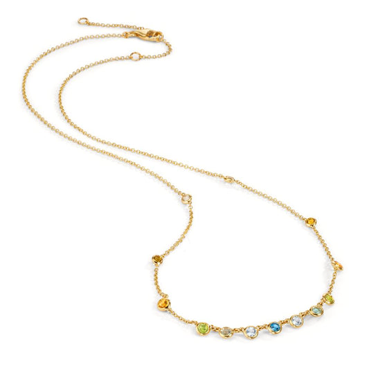 Naszyjnik złoto żółte 750/18 K Cytryn 0.20 ct, 2 kamienie, Ametyst zielony, 0.30 ct, 4 kamienie, Perydot 0.13 ct, 2 kamienie, Topaz 0.43 ct, 3 kamienie, Kwarc 0.12 ct, 2 kamienie 40-45 cm