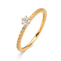 pierścionek zaręczynowy złoto żółte 750/18 K Diament 0.20 ct, 17 kamienie, [Brillant], w-si