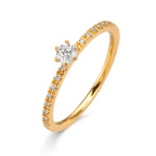 pierścionek zaręczynowy złoto żółte 750/18 K Diament 0.20 ct, 17 kamienie, [Brillant], w-si