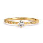 pierścionek zaręczynowy złoto żółte 750/18 K Diament 0.20 ct, 17 kamienie, [Brillant], w-si
