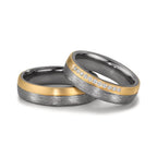 obrączka partnerska tantal 999, złoto żółte 585/14 K Diament 0.11 ct, 11 kamienie, w-si