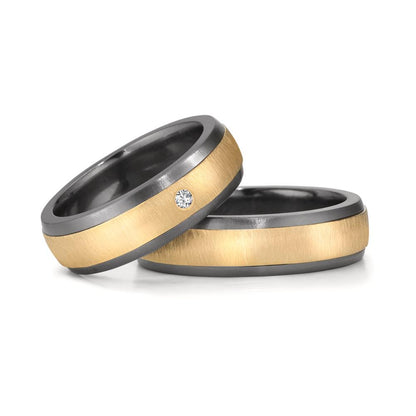 obrączka partnerska tantal 999, złoto żółte 585/14 K Diament 0.03 ct, w-si
