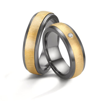 obrączka partnerska tantal 999, złoto żółte 585/14 K Diament 0.03 ct, w-si
