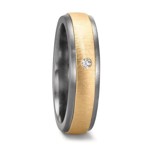 obrączka partnerska tantal 999, złoto żółte 585/14 K Diament 0.03 ct, w-si