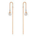 kolczyki przeciągane złoto czerwone 750/18 K Diament 0.06 ct, 3 kamienie, tw-si Perły Akoya, 2 Perły, 4.5 mm